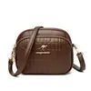 Bolsa Pequena Redonda de Couro Macio Texturizado Transfronteiriça para Mulheres 2025 Nova Moda Padrão de Pedra Três Camadas Grande Capacidade Bolsa de Ombro Único Transversal