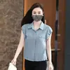 Camisa sin mangas para mujer, Nuevo diseño Verano 2026, Camisa con cintura de cordón, Top corto moderno y elegante para mujer