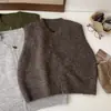 Otoño Temprano 2025 Nuevo Estilo Coreano Simple Casual Versátil Chaleco de Punto para Mujer Top Holgado Casual Versátil 8209