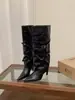 Primer Encuentro Botas de Pierna de Pantalón con Punta Ji Botas Largas de Montar Botas para Mujer 2026 Otoño/Invierno Tacón Súper Alto Estilo Chica Picante Botas Apiladas