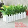 Set de Flores Artificiales Maceta Madera Valla de Madera de Eucalipto Bonsái Planta Verde Decoración para el Hogar Boda Fiesta Ventana de Exposición