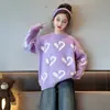 Suéter para Niñas Invierno 2026 Nueva Ropa de Otoño e Invierno Estilosa Ropa Infantil Niños Mayores Tejido de Punto Engrosado Capa Base para Niña