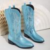 Botas de Caballero Bordadas de Gran Tamaño para Otoño e Invierno, Nuevas, de Exportación Europea y Americana, para Mujer, Punta Fina, Tacón Cuadrado, Botas Bordadas Transfronterizas, Deseo al por Mayor
