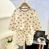 Nuevo Conjunto de Ropa de Casa de Dibujos Animados para Niños, Cárdigan para Niños y Niñas, Pijama de Cuello Redondo, Conjunto de Dos Piezas, Pijama para Bebé Niña con Aire Acondicionado