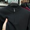 Suéter de lã pura masculino gola alta com zíper suéter masculino espesso quente de inverno cor sólida blusa de base