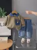 Conjunto de Primavera y Otoño para Niños, Conjunto de Dos Piezas de Jeans para Bebé, Sudadera Casual Infantil, Ropa Infantil de Moda de Manga Larga