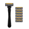 Afeitadora manual para hombre de afeitar de 3 hojas al por mayor transfronterizo, navaja para barba, cabezal de corte, afeitadora manual de tres hojas