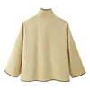 Otoño e Invierno 2025 Nuevo Chaqueta de Lana de Manga Larga Bordada con Ribete de Cuello Alto Estilo Europeo y Americano Transfronteriza para Mujer Tendencia Ins Venta al por Mayor