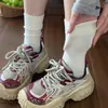 Calcetines Zhuji al por mayor 7A Algodón Puro Calcetines para Mujer Cuatro Estaciones Media Pantorrilla Blancos Estudiante Color Sólido Calcetines Largos Apilables