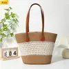 Bolsa de Palha Trançada Moda Clássica, Bolsa de Ombro Mais Vendida, Grande Capacidade, Estilo Casual de Praia para Férias, Marca Princess, Em Estoque Atacado