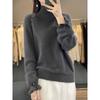 2025 Nuevo Otoño e Invierno Tejido de Punto Cuello Alto 100% Lana Jersey de Princesa Manga Larga Incrustado de Diamantes Camiseta Base Holgada Superior