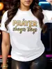 Ropa para Mujer con Estampado 'Oración Cambiando Cosas' y Diseño de Cruz Dorada - Camiseta Casual Suave Transpirable de Cuello Redondo