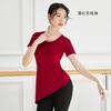 Traje de práctica de baile modal de 230 g top de manga media para danza moderna para mujer adulto ángulo oblicuo danza clásica traje de danza latina
