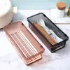 Caja Portátil para Palillos Transparente Sellada a Prueba de Polvo Drenante Jaula para Palillos Cubiertos de Cocina para Cuchara, Cuchillo y Tenedor con Tapa Caja de Almacenamiento