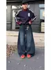 Jeans Masculino 2025 Primavera e Outono Estiloso Americano High Street Retro Calças de Pernas Largas Marca Tendência Casual Soltas Retas Calças Longas