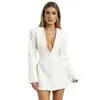 Amazon Transfronteiriça Moda Feminina 2026 Outono Nova Moda Cor Sólida Decote V Manga Longa Botão Sexy Vestido Blazer