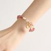 Pulsera de Cuentas de Cristal de Fresa Natural Pulsera Chapada en Oro de 14K Pulsera de Cristal para Novia Pulsera de Perlas de Cristal para Mujer Sentido Premium Venta al por Mayor
