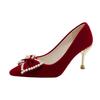Zapatos de boda para mujer, estilo chino, de tacón alto, primavera 2024, nuevos zapatos rojos para novia, zapatos de boda rojos, tacones altos chinos Xiuhe tostados.