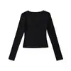 Camiseta Sexy de Estilo 'Hot Girl' para Mujer, Cuello en V Profundo, Manga Larga, Forro de Felpa, Nueva Camiseta Básica de Otoño e Invierno con Diseño que Ceñe la Cintura y Escote en el Pecho, Adecuada para Usar en Capas