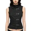 Ropa Y2K 2026 Estilo Chica Caliente Sin Mangas Único Retro Cuello Alto Hebilla de Avión Chaleco Ajustado Ropa de Trabajo Americana Chica Dulce Genial