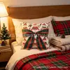 Fronha de almofada 3D temática de Natal transfronteiriça, de linho estampada com um design de árvore de Natal, para sala de estar ou uso festivo