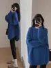 Tejidos de Punto 2025 Otoño e Invierno Nuevo Estilo Perezoso Holgado de Longitud Media para Mujer Pulóver Francés de Cuello Alto y Base para Ropa Interior de Punto