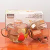 Juego de Vidrio Transparente para Desayuno en Casa Taza de Leche Taza de Té con Flores Juego de Dos Piezas Como Regalo de Evento Impresión
