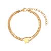 Pulsera europea y americana de venta caliente transfronteriza de cuentas cadena retorcida doble capa estrella de cinco puntas acero inoxidable chapado en oro de 18 quilates cadena de labios cadena Figaro