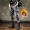 Pantalones Jogger Gruesos Forrados de Polar para Hombre Pantalones Cargo Sueltos Pantalones Casuales Pantalones Cropped de Cintura Alta de Moda Color Sólido Marca de Moda