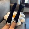 Calcetines transpirables hasta la rodilla con lazo en el talón, estilo JK, para chicas, adelgazantes, bonitos, en blanco y negro