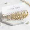 Pendientes Franceses Retro de Perla con Forma de Corazón, Juego de Seis Pares, Pendientes Femeninos al por Mayor, Más Vendidos Transfronterizos Europeos y Americanos