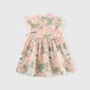 Vestido para niñas, novedad de verano 2024, falda de flores con mangas voladoras pequeñas, falda de estilo nacional mejorada para niños.