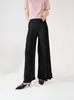 Pantalones Anchos de Alta Calidad Miyake para Mujer Verano Delgados Cintura Elástica Versátiles Pantalones Plisados de Tiro Alto Casual Sueltos de Campana