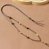 Corda de Tricô à Mão Ajustável Pingente de Jade Ágata Âmbar DIY Combinação Livre Corda de Jade Hetian Corda de Couro Encerado