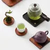 Alfombrilla Creativa de Madera Aislante del Calor Accesorios para Juego de Té Bandeja de Té Kung Fu Grabado de Logo en el Momento Portavasos Doméstico Posavasos de Ébano