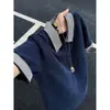 Camisa polo para hombre de manga corta con estampado de escamas de dragón estilo americano y pata de gallo, camiseta de verano fina y transpirable con bloques de color y un toque de alta gama