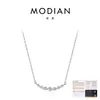 Collar MODIAN Moissanita Plata de Ley S925 Súper Brillante Arco Recto Cadena para Clavícula Elegante Temperamento Femenino