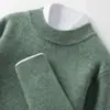 Suéter de Cachemira de Cuello Medio 2026 Otoño e Invierno Nuevo para Hombre de Color Sólido Liso Base Suéter Casual de Negocios para Persona de Mediana Edad