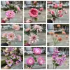 2025 Nuevo Fabricante de Flores Artificiales Rosas Rosa Claro Rosa Hortensia Peonía Guía de Camino de Boda Flores Artificiales al por Mayor