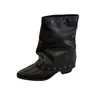 Botines de otoño de punta fina, nuevo diseño adelgazante para la pierna, versátil estilo de mujer 2026, que realzan la altura, botines de tacón de bloque, tela