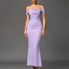 Vestido Ajustado que Abraza las Caderas Sexy de Un Hombro Malla Plisada Ajustada Falda de Cadera