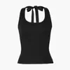 Top Tubo Punk Escuro Estilo de Rua Americano com Gravata Borboleta, Decote Halter, Asas nas Costas, Tiras Cruzadas e Top que Marca a Cintura