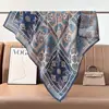 Bufanda Grande Azul de Algodón Lino con Patrón de Anacardo 90% Bufanda de Seda Protector de Cuello Estilo Coreano para Mujer Chal Pañuelo Fino para la Cabeza Bufanda de Terciopelo Rosa