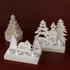 Adornos de Candeleros de Navidad de Amapola Molde de Yeso Casa de Árbol de Navidad DIY Candeleros de Cuatro Compartimentos Molde de Silicona