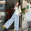 Pantalones de Cuadros Frescos Estilo Nuevo Primavera/Verano 2026 para Mujer, Pantalones Holgados Casuales Rectos de Pierna Ancha, Pantalones Delgados de Cintura Alta