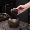 Bote de Té Dorado, Tarro Sellado de Cerámica, Tarro de Almacenamiento a Prueba de Humedad, Bote de Té Pu'Er para el Hogar, Caja Vacía Vintage, Artículo de Regalo de Alta Gama