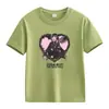 Comercio Exterior Americano Verano Pesado Color Sólido Estampado de Letras Algodón Manga Corta Camiseta Manga Media Ropa para Clase Padre-Hijo Ropa para Niños