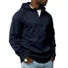 Sudadera con capucha de forro polar con media cremallera para hombre transfronteriza, chaqueta casual de punto patchwork de ajuste holgado para otoño e invierno de Amazon