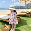Vestido de Verão para Meninas, Vestido de Alça Floral, Respirável e Doce, Vestido de Praia Estiloso para Bebês e Crianças Pequenas
