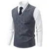 2025 Comércio Exterior Amazon Masculino Gola V Slim Fit Jacquard Suéter Colete Tamanho Grande Casual Tricô Colete